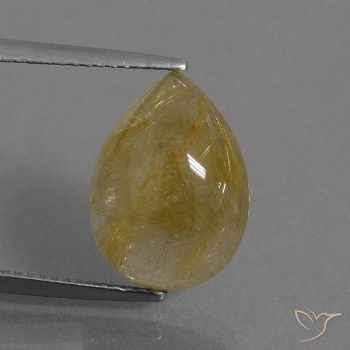7.53ct Натуральный Теплый желтый Рутиловый кварц, Форма груши, Полупрозрачный