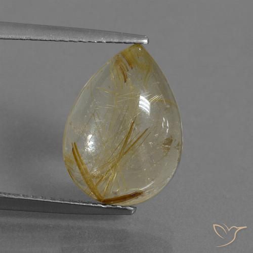 5.72ct Натуральный Землисто-желтый Рутиловый кварц, Форма груши, Прозрачный