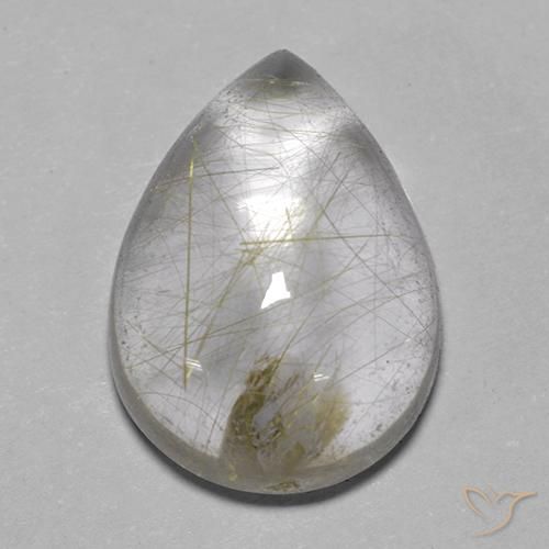 7.43ct Натуральный Светло-желтый Рутиловый кварц, Форма груши, Прозрачный