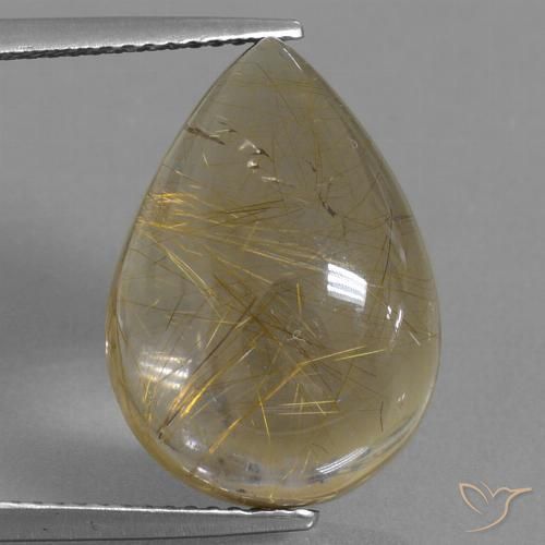 12.87ct Натуральный Очень светлый золотисто-коричневый Рутиловый кварц, Форма груши, Прозрачный