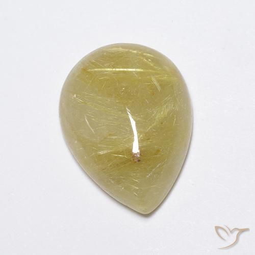 7.45ct Натуральный Светло-землисто-желтый Рутиловый кварц, Форма груши, Полупрозрачный