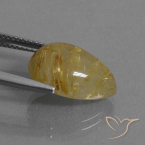 6.94 карата, натуральный Дижонский желтый Рутиловый кварц, Форма груши, Полупрозрачный