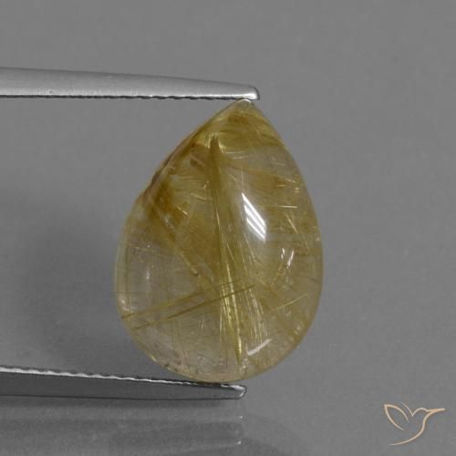 7.54ct Натуральный Очень светлый золотисто-коричневый Рутиловый кварц, Форма груши, Прозрачный
