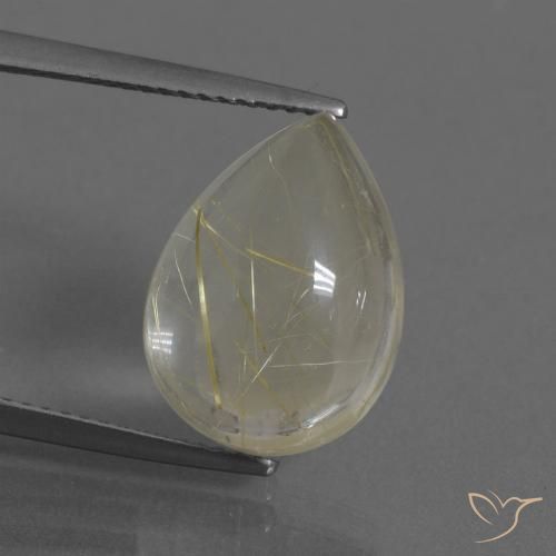 7.67ct Натуральный Светло-желтый Рутиловый кварц, Форма груши, Прозрачный