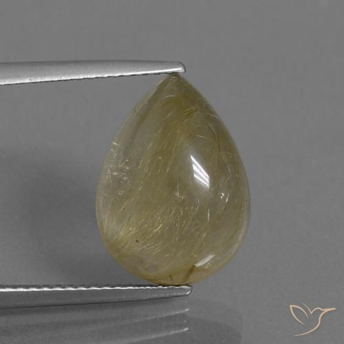 7.41ct Натуральный Очень светлый золотисто-коричневый Рутиловый кварц, Форма груши, Прозрачный