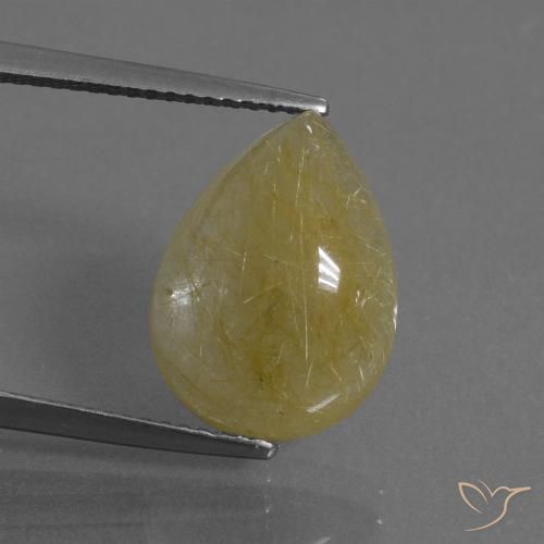 6.72ct Натуральный Среднее золото Рутиловый кварц, Форма груши, Полупрозрачный