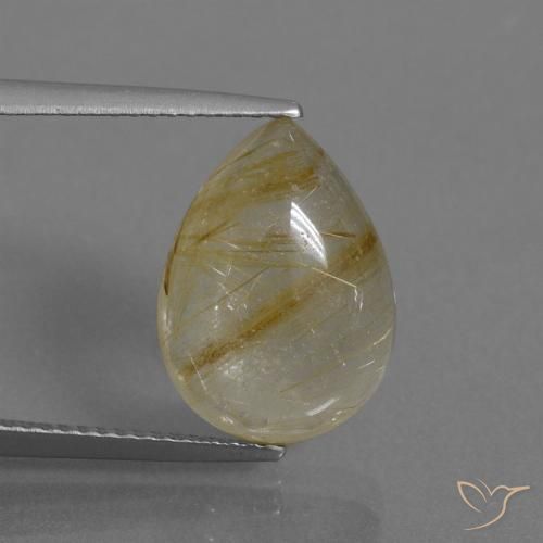 6.12ct Натуральный Очень светлый золотисто-коричневый Рутиловый кварц, Форма груши, Прозрачный