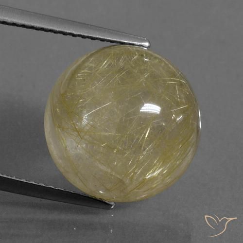 11.66ct Натуральный Тосканский желтый Рутиловый кварц, Круглый, Прозрачный