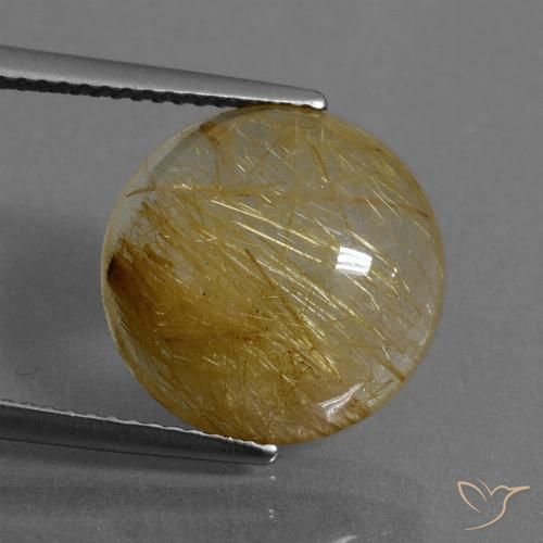 7.70ct Натуральный Золотой Рутиловый кварц, Круглый, Прозрачный