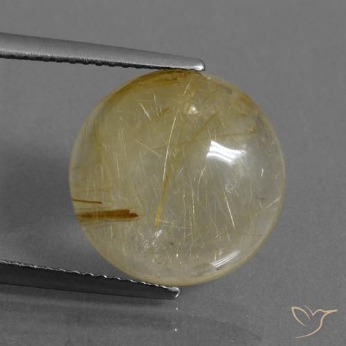 7.33ct Натуральный Очень светлый золотисто-коричневый Рутиловый кварц, Круглый, Прозрачный