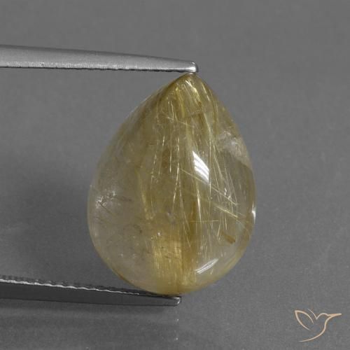 9.50ct Натуральный Очень светлый золотисто-коричневый Рутиловый кварц, Форма груши, Прозрачный