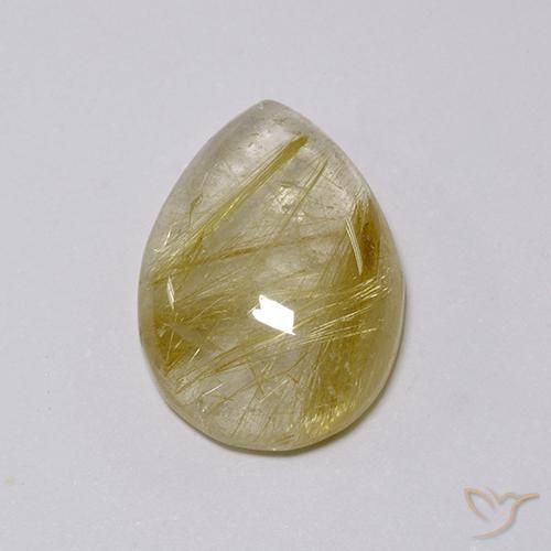 7.58ct Натуральный Очень светлый золотисто-коричневый Рутиловый кварц, Форма груши, Прозрачный