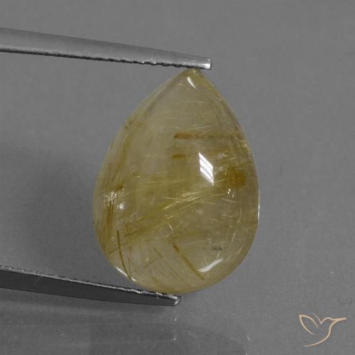 8.60ct Натуральный Очень светлый золотисто-коричневый Рутиловый кварц, Форма груши, Полупрозрачный