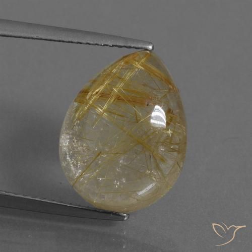 11.11ct Натуральный Очень светлый золотисто-коричневый Рутиловый кварц, Форма груши, Прозрачный
