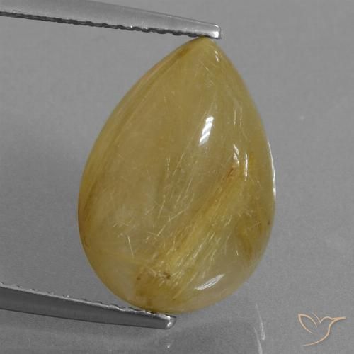 7.37ct Натуральный Землисто-желтый Рутиловый кварц, Форма груши, Полупрозрачный