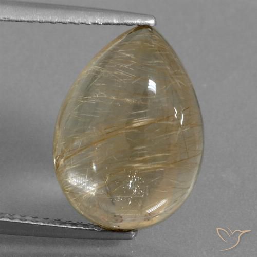 7.59ct Натуральный Очень светлый золотисто-коричневый Рутиловый кварц, Форма груши, Прозрачный