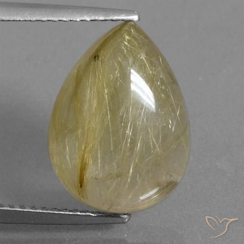 7.30ct Натуральный Средний желтый Рутиловый кварц, Форма груши, Прозрачный