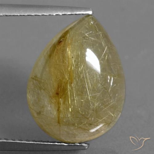 9.22ct Натуральный Светло-желтый Рутиловый кварц, Форма груши, Прозрачный