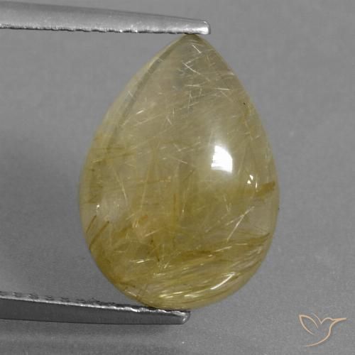 6.34ct Натуральный Палевый Рутиловый кварц, Форма груши, Полупрозрачный