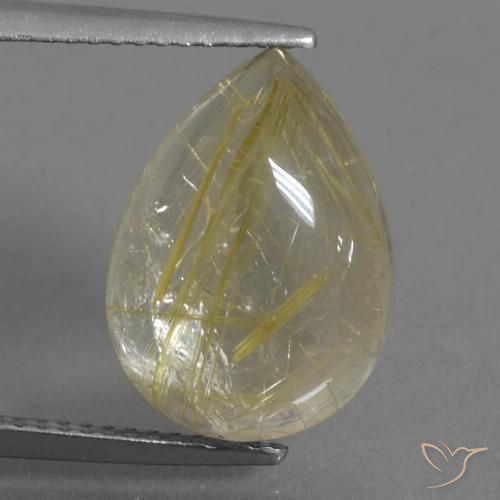 8.32ct Натуральный Очень светлый дижонский желтый Рутиловый кварц, Форма груши, Прозрачный