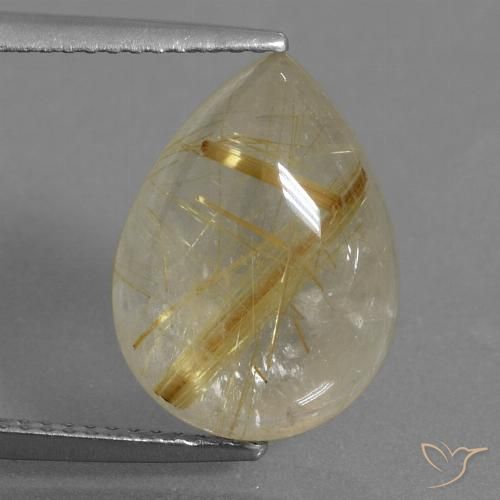 7.32ct Натуральный Теплый желтый Рутиловый кварц, Форма груши, Прозрачный
