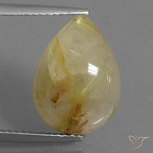 6.71ct Натуральный Светло-желтый Рутиловый кварц, Форма груши, Полупрозрачный
