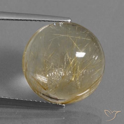 13.08ct Натуральный Очень светлый золотисто-коричневый Рутиловый кварц, Круглый, Прозрачный