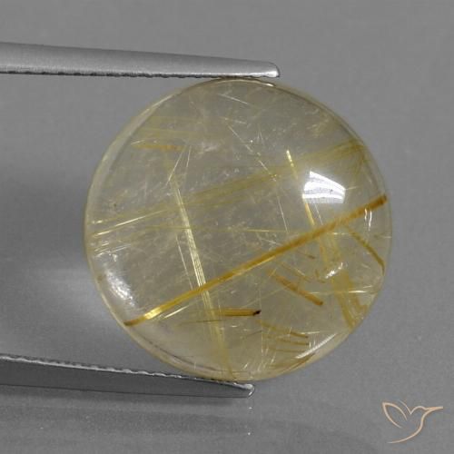 12.08ct Натуральный Светло-желтый Рутиловый кварц, Круглый, Прозрачный