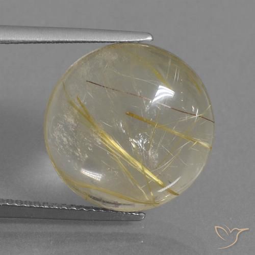 11.39ct Натуральный Светло-желтый Рутиловый кварц, Круглый, Прозрачный