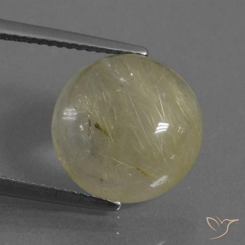 7.54ct Натуральный Светло-желтый Рутиловый кварц, Круглый, Прозрачный