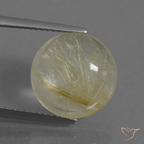 6.74ct Натуральный Светло-желтый Рутиловый кварц, Круглый, Прозрачный