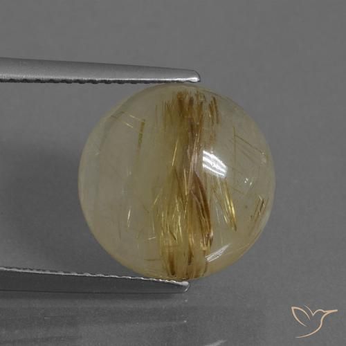 7.12ct Натуральный Очень светлый золотисто-коричневый Рутиловый кварц, Круглый, Полупрозрачный