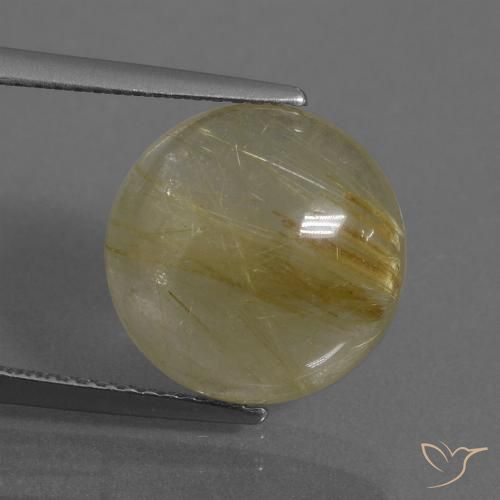 7.33ct Натуральный Землисто-желтый Рутиловый кварц, Круглый, Прозрачный