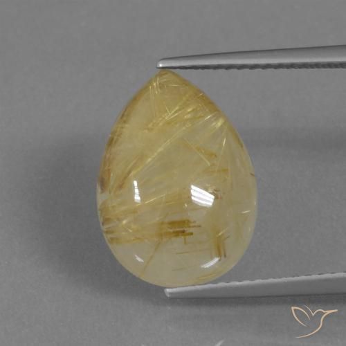 8.23ct Натуральный Тосканский желтый Рутиловый кварц, Форма груши, Полупрозрачный