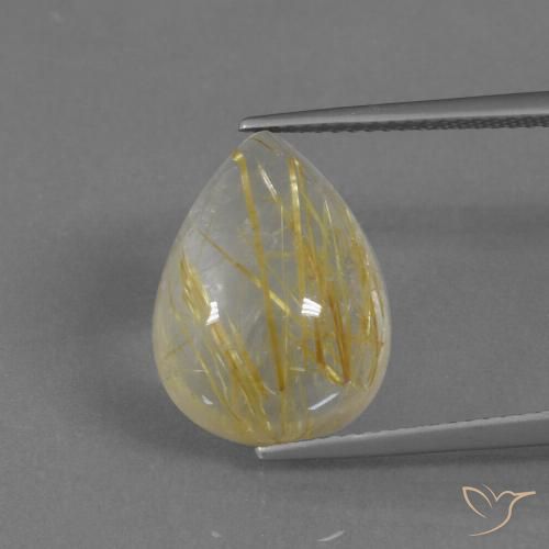 9.34ct Натуральный Землисто-желтый Рутиловый кварц, Форма груши, Прозрачный
