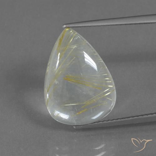 8.42ct Натуральный Светло-землисто-желтый Рутиловый кварц, Форма груши, Прозрачный