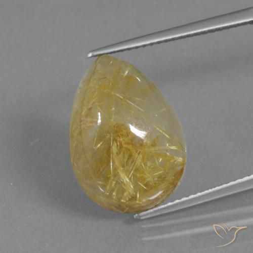 12.62ct Натуральный Теплый желтый Рутиловый кварц, Форма груши, Полупрозрачный