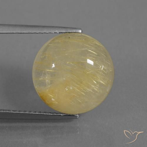 9.40ct Натуральный Палевый Рутиловый кварц, Круглый, Прозрачный