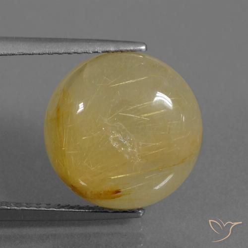 9.37ct Натуральный Землисто-желтый Рутиловый кварц, Круглый, Прозрачный