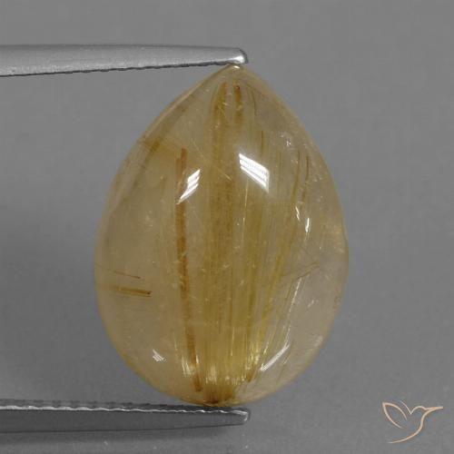 9.64ct Натуральный Светло-коричневый Рутиловый кварц, Форма груши, Прозрачный