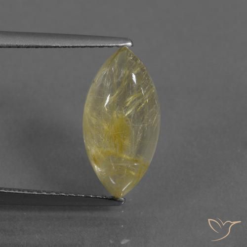 3.58ct Натуральный Светло-желтый Рутиловый кварц, Маркиза, Прозрачный