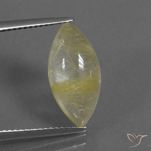 5.01ct Натуральный Светло-землисто-желтый Рутиловый кварц, Маркиза, Прозрачный
