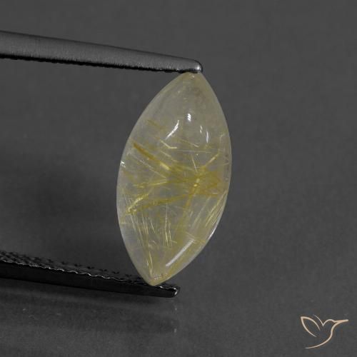3.97ct Натуральный Палевый Рутиловый кварц, Маркиза, Прозрачный