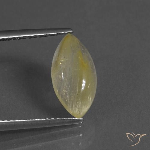 3.00ct Натуральный Теплый желтый Рутиловый кварц, Маркиза, Прозрачный
