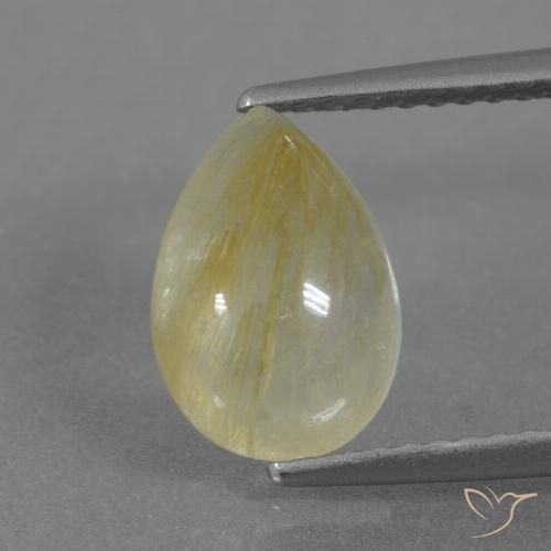 2.81ct Натуральный Землисто-желтый Рутиловый кварц, Форма груши, Прозрачный