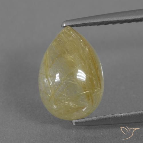 3.05ct Натуральный Средний желтый Рутиловый кварц, Форма груши, Прозрачный