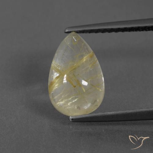 2.61ct Натуральный Землисто-желтый Рутиловый кварц, Форма груши, Прозрачный
