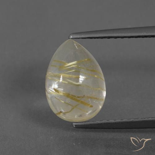 2.97ct Натуральный Землисто-желтый Рутиловый кварц, Форма груши, Прозрачный