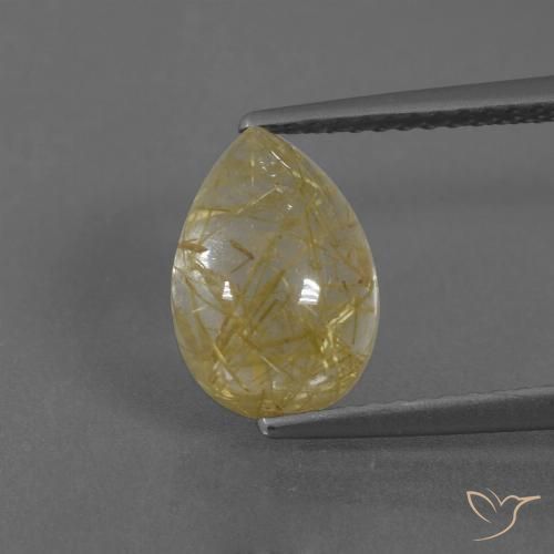 2.94ct Натуральный Теплый желтый Рутиловый кварц, Форма груши, Прозрачный