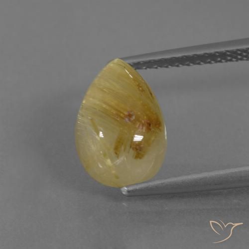 3.17ct Натуральный Дижонский желтый Рутиловый кварц, Форма груши, Полупрозрачный